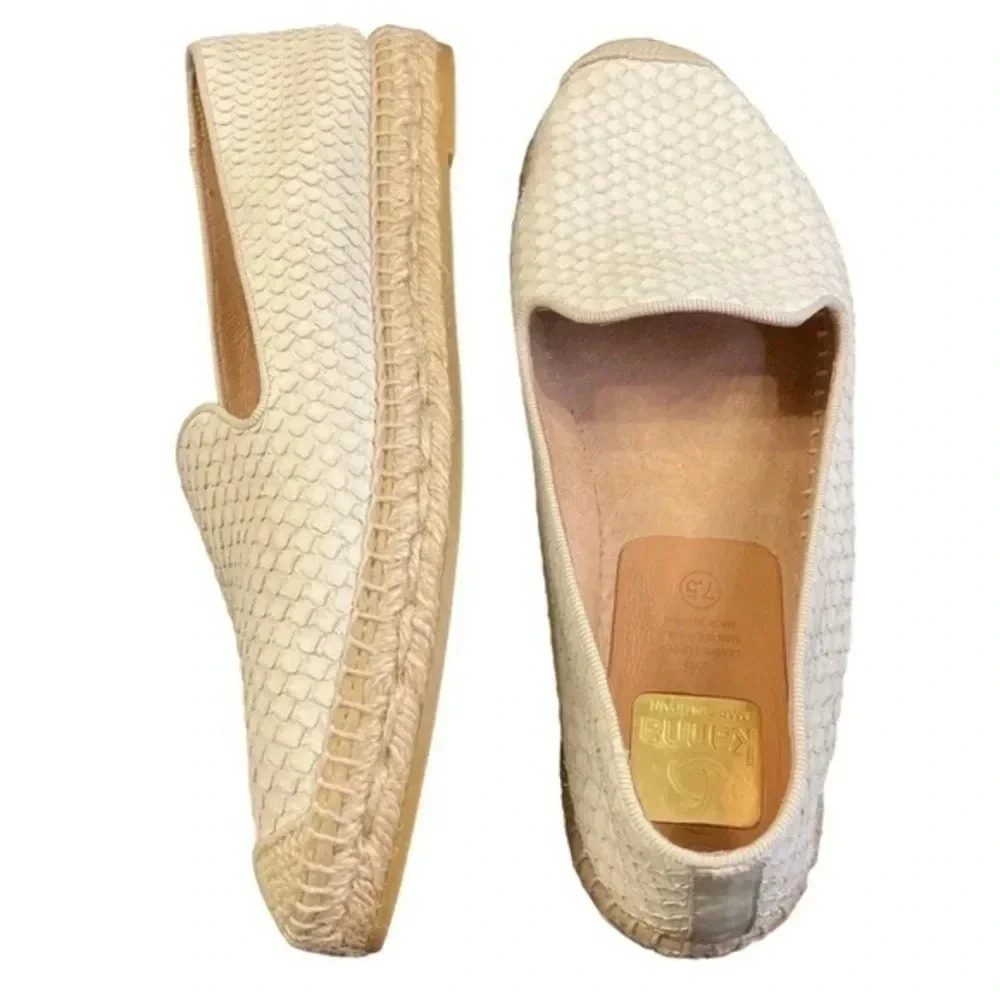 Kanna leather snake embossed espadrilles flats size 7 1/2